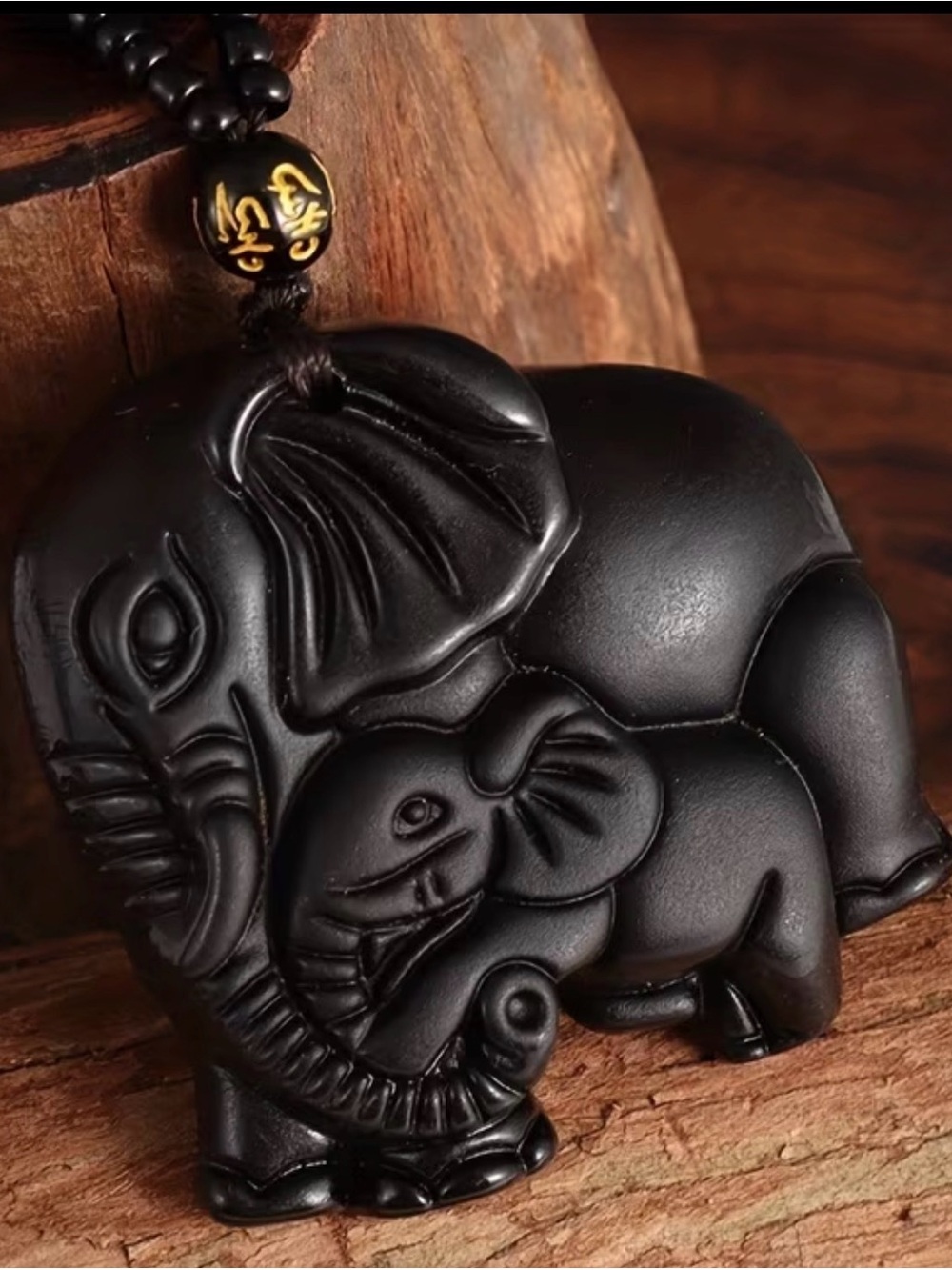 Black Elephant Pendant Home Accent Necklace